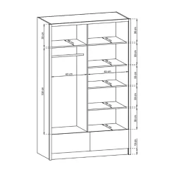 Armadio 134x214h cm 2 ante con specchio bianco lucido Jeki Gihome®