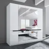 Armadio 225x213h cm 5 ante con specchio bianco lucido Dubai Gihome®