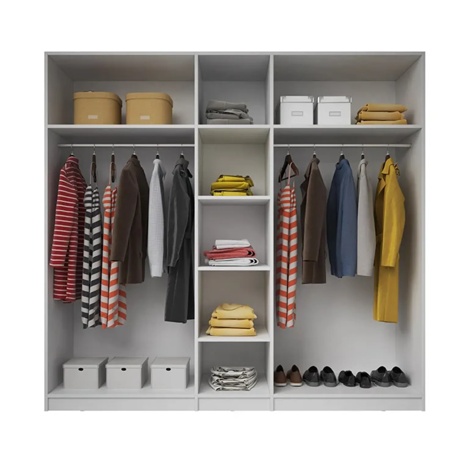 Armadio 225x213h cm 5 ante con specchio bianco lucido Dubai Gihome®