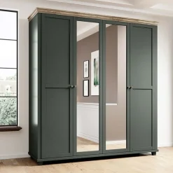 Armadio 200x216h cm 4 ante con specchio verde quercia Texel