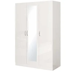 Armadio 120x181h cm 3 ante con specchio moderno  bianco lucido Sorrento