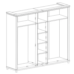 Armadio 246x216h cm 5 ante con specchio verde quercia Texel
