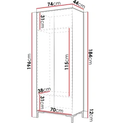 Armadio 74x196h cm 2 ante con specchio soggiorno bianco Nuvia