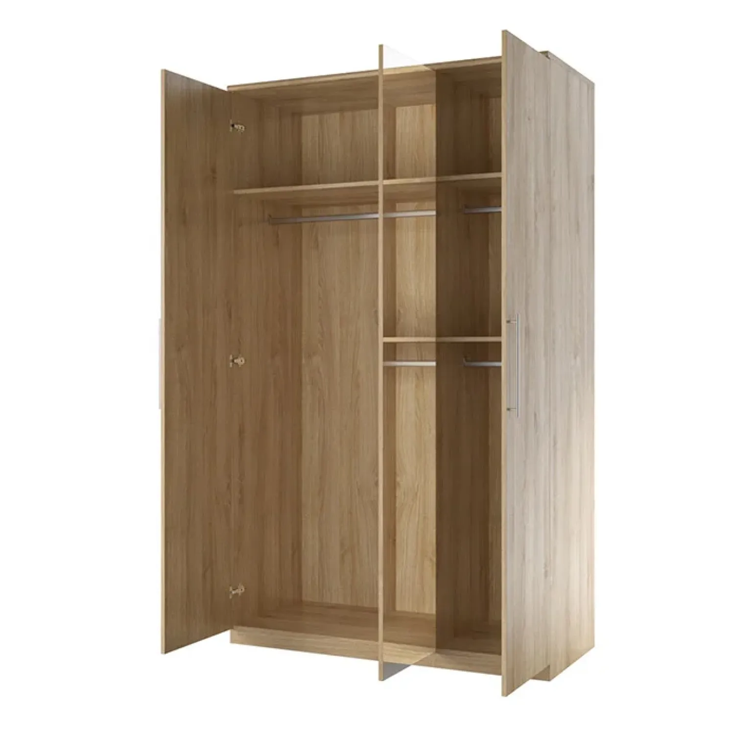 Armadio 121x199h cm 3 ante con specchio rovere Dogliani