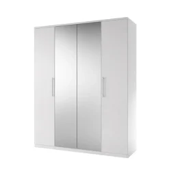 Armadio 161x199h cm 4 ante con specchio bianco frassinato Dogliani