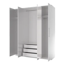 Armadio 161x199h cm 4 ante con specchio bianco frassinato Dogliani