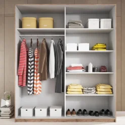 Armadio 200x210h cm 2 ante con specchio rovere scuro Lisbona Gihome®