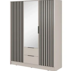 Armadio 155x200h cm 3 ante con specchio beige cashmere Miller