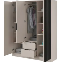 Armadio 155x200h cm 3 ante con specchio beige cashmere Miller