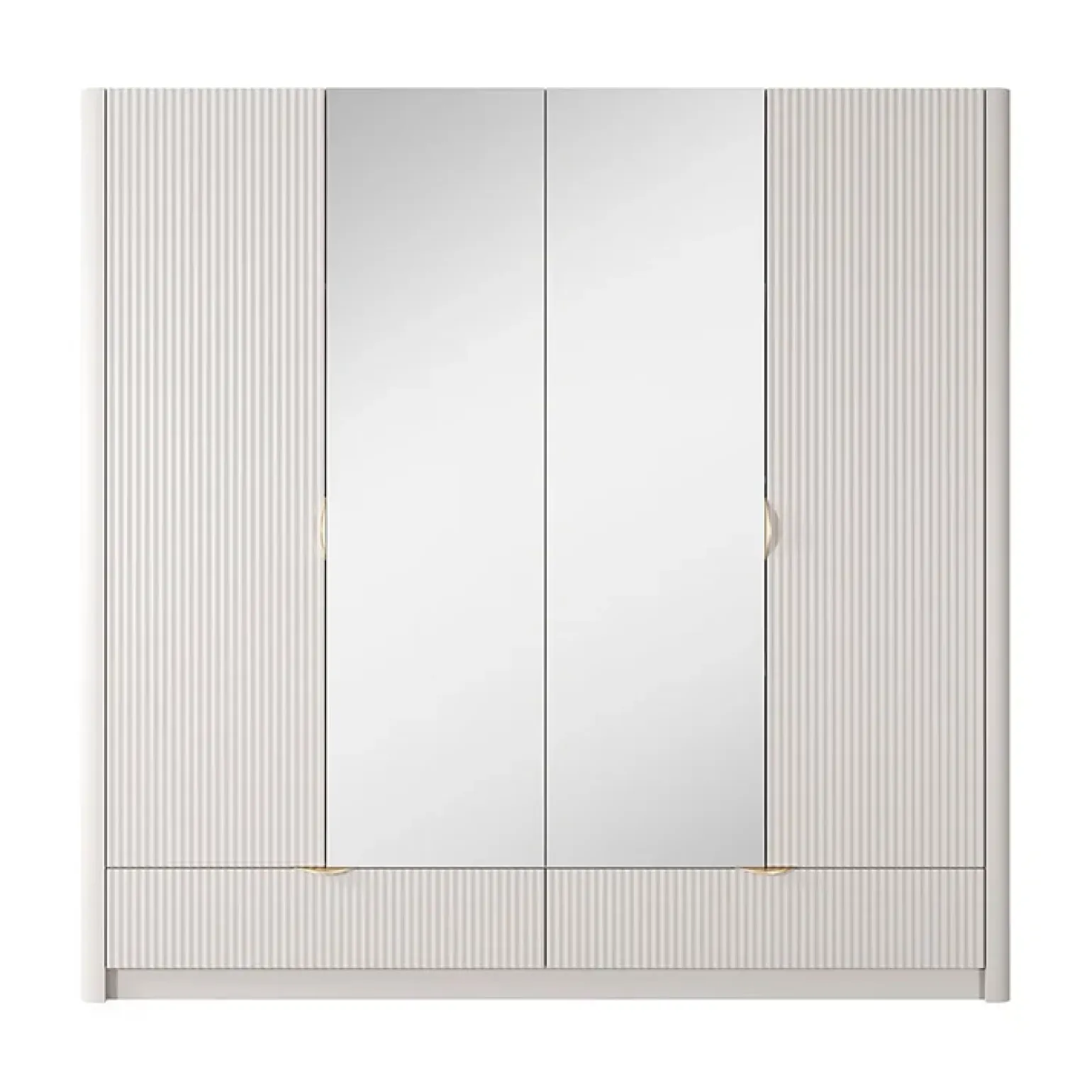 Armadio 213x209h cm 4 ante con specchio beige cannettato Ramis
