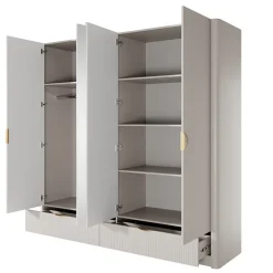 Armadio 213x209h cm 4 ante con specchio beige cannettato Ramis