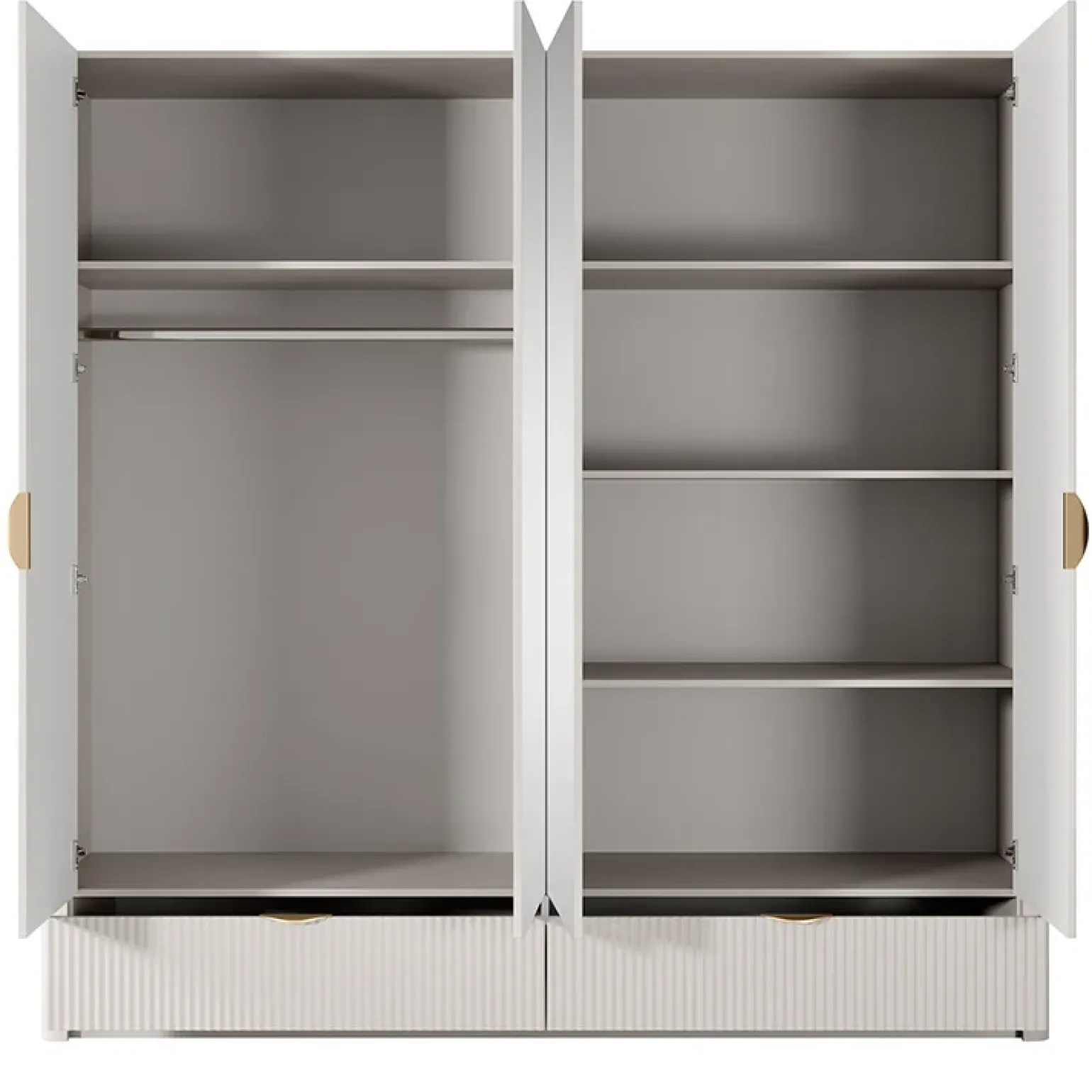 Armadio 213x209h cm 4 ante con specchio beige cannettato Ramis
