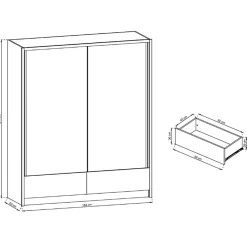 Armadio 184x214h cm 2 ante con specchio bianco lucido Jeki Gihome®