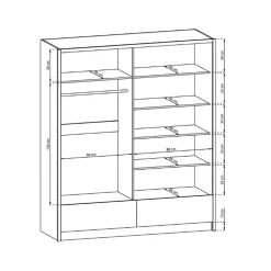 Armadio 184x214h cm 2 ante con specchio bianco lucido Jeki Gihome®