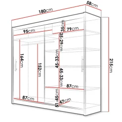 Armadio 180x215h cm 2 ante design moderno scorrevoli rovere Aisha