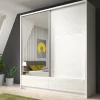 Armadio 204x214h cm 2 ante e 2 cassetti con specchio bianco lucido Tom Gihome®