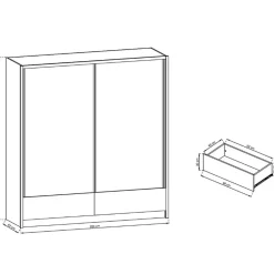 Armadio 204x214h cm 2 ante e 2 cassetti con specchio bianco lucido Tom Gihome®