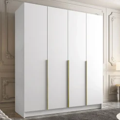 Armadio 200x215h cm 4 ante moderno bianco oro Glammy 4