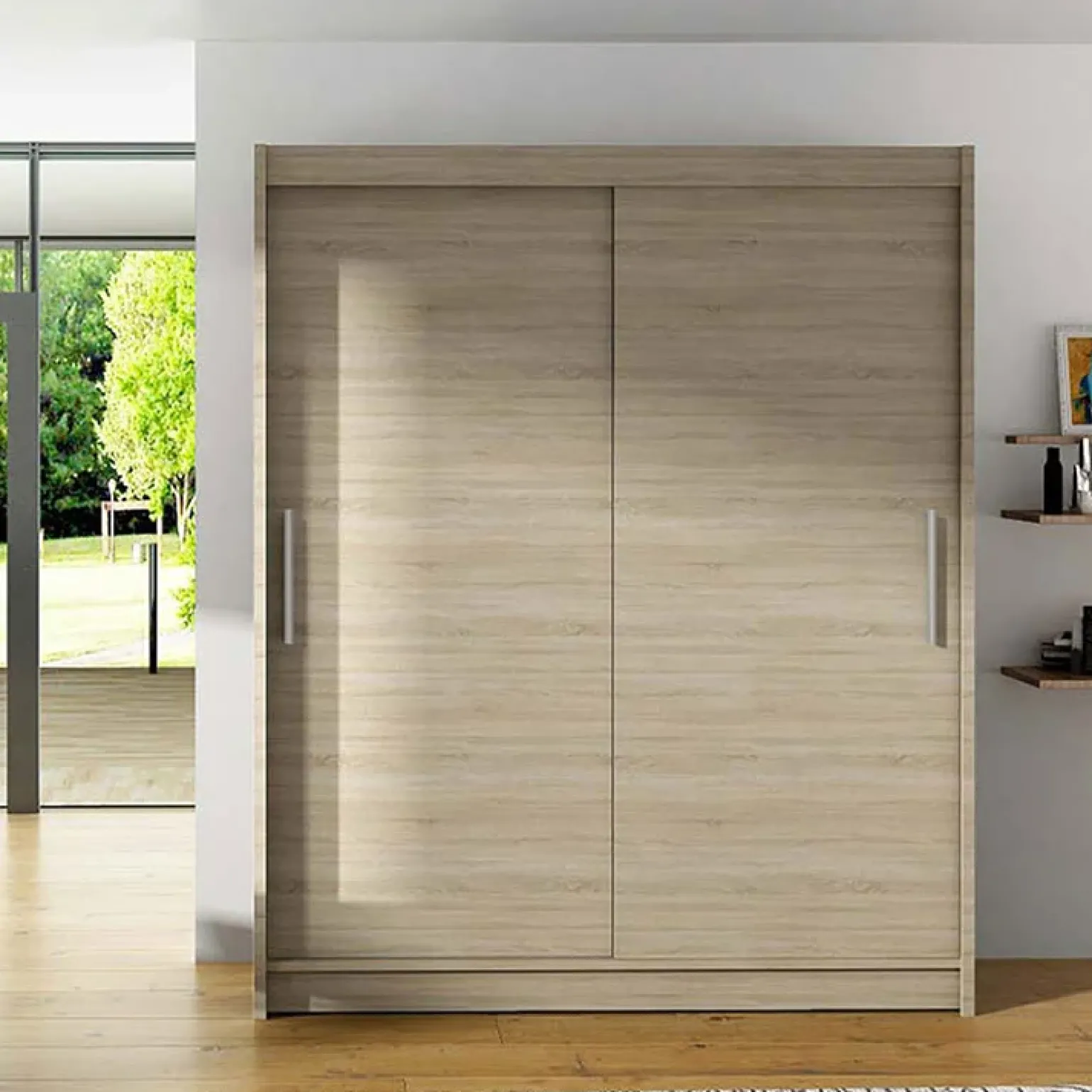 Armadio 150x200h cm 2 ante moderno scorrevoli design rovere Vilma