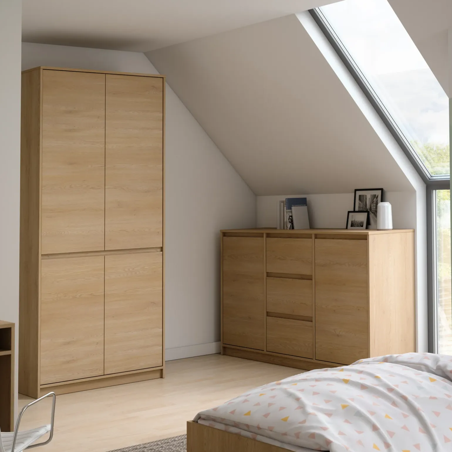 Armadio 91x198h cm 4 ante moderno rovere Funny