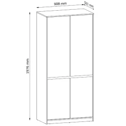 Armadio 91x198h cm 4 ante moderno rovere Funny