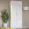 Armadio 90x217h cm 2 ante moderno bianco opaco e lucido Naper