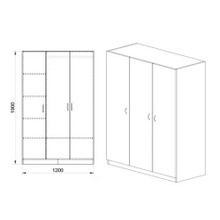 Armadio 120x190h cm 3 ante moderno rovere sonoma Rodari