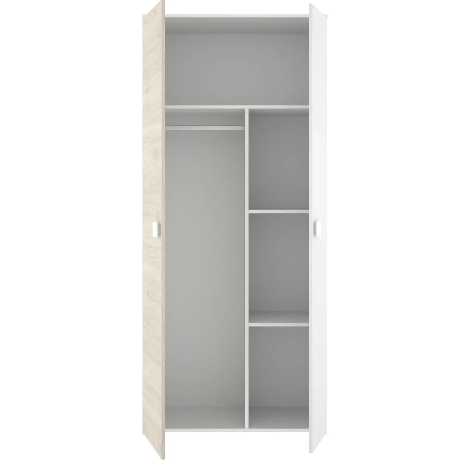 Armadio 90x205h cm 2 ante moderno rovere bianco Cairo