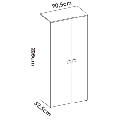 Armadio 90x205h cm 2 ante moderno rovere bianco Cairo