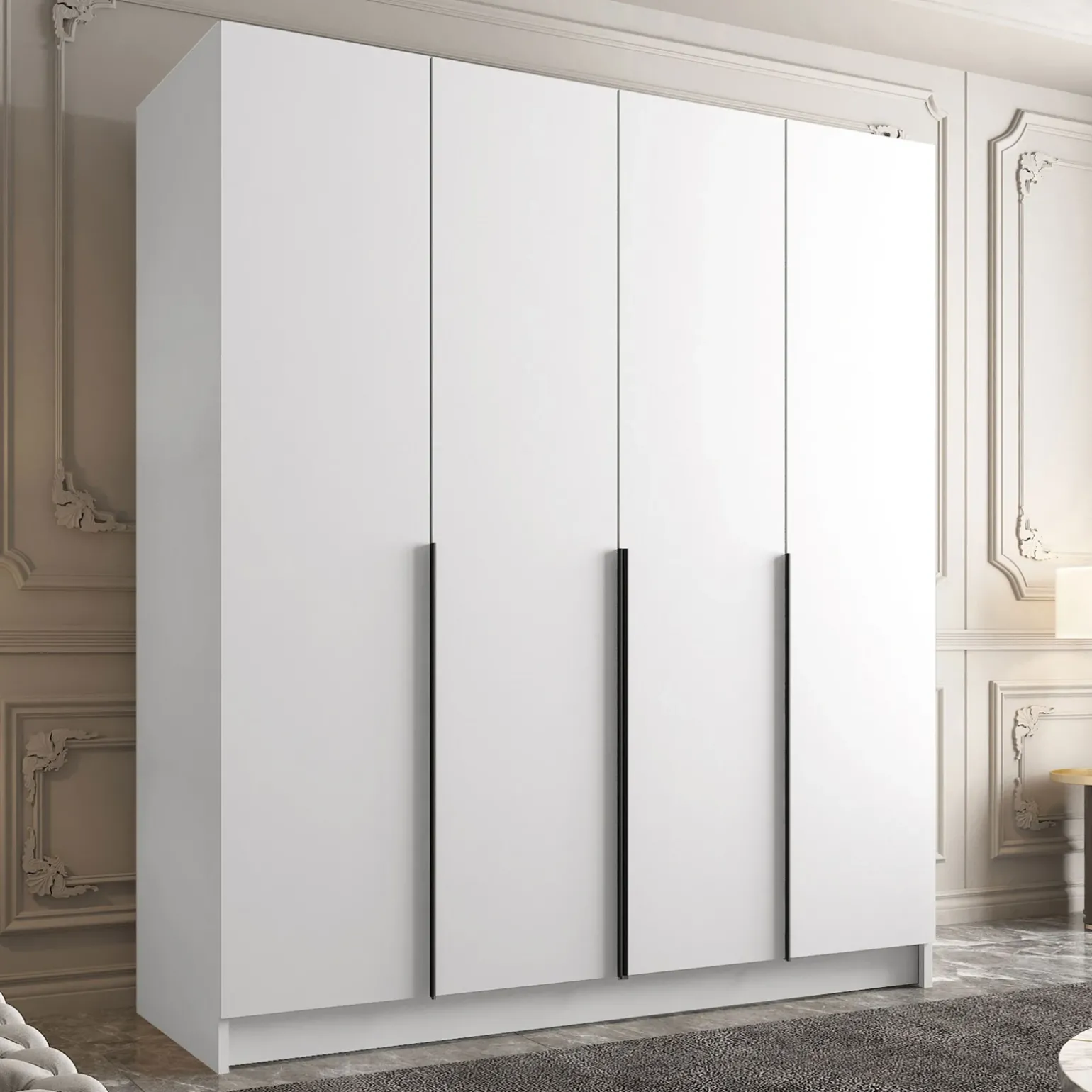 Armadio 200x215h cm 4 ante moderno bianco nero Glammy 4
