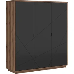 Armadio 180x201h cm 3 ante rovere scuro nero opaco Elin
