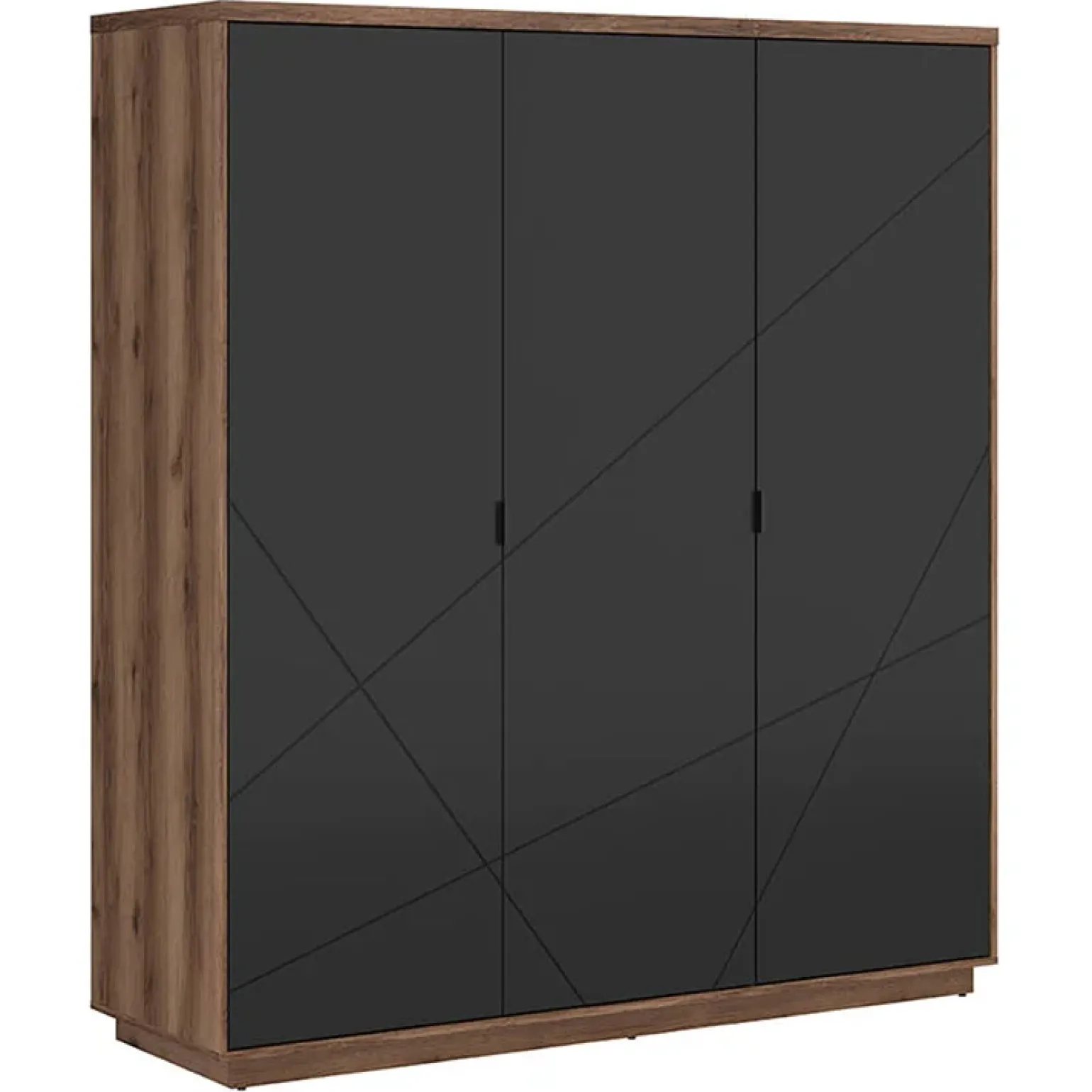 Armadio 180x201h cm 3 ante rovere scuro nero opaco Elin