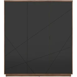 Armadio 180x201h cm 3 ante rovere scuro nero opaco Elin