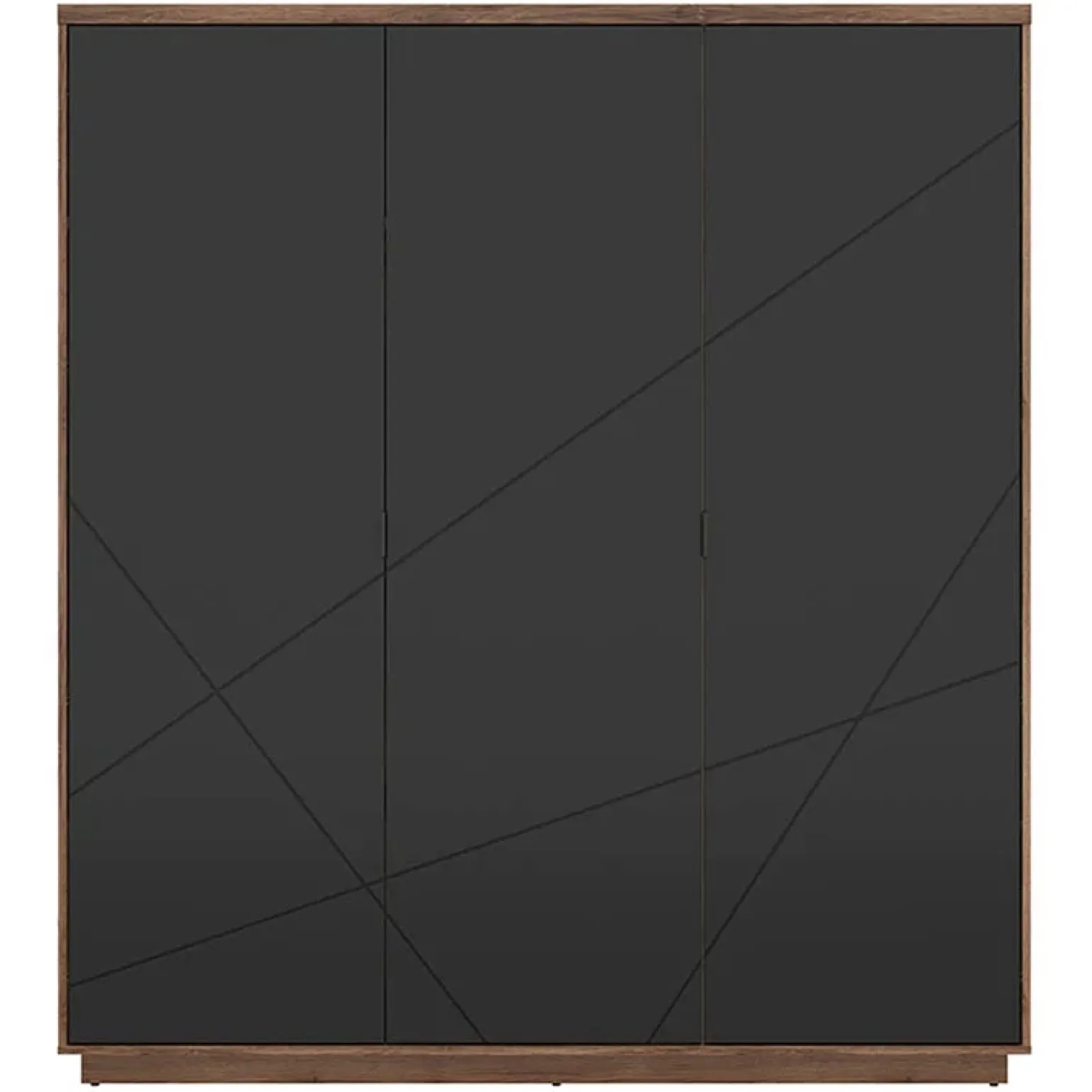 Armadio 180x201h cm 3 ante rovere scuro nero opaco Elin