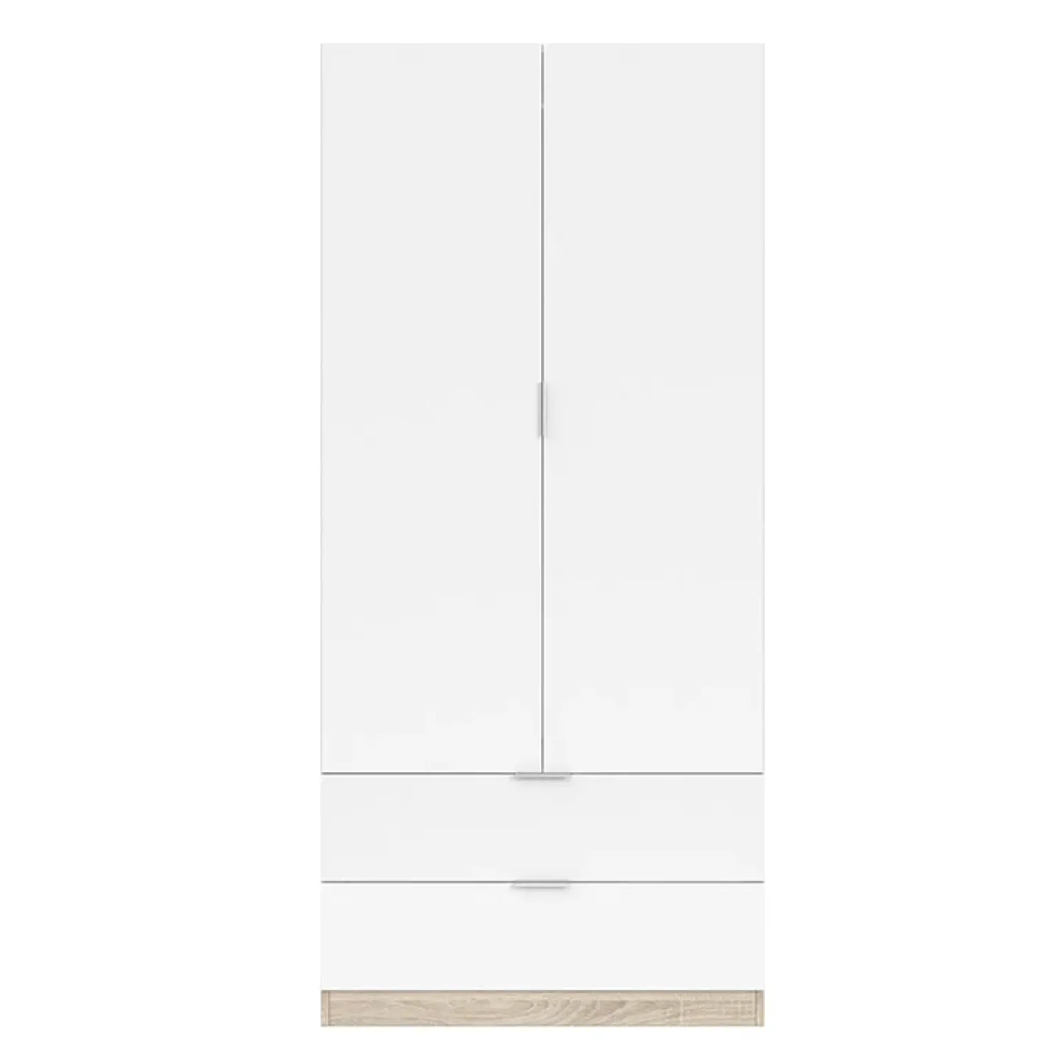 Armadio 82x180h cm 2 ante rovere bianco opaco 2 cassetti Abbey