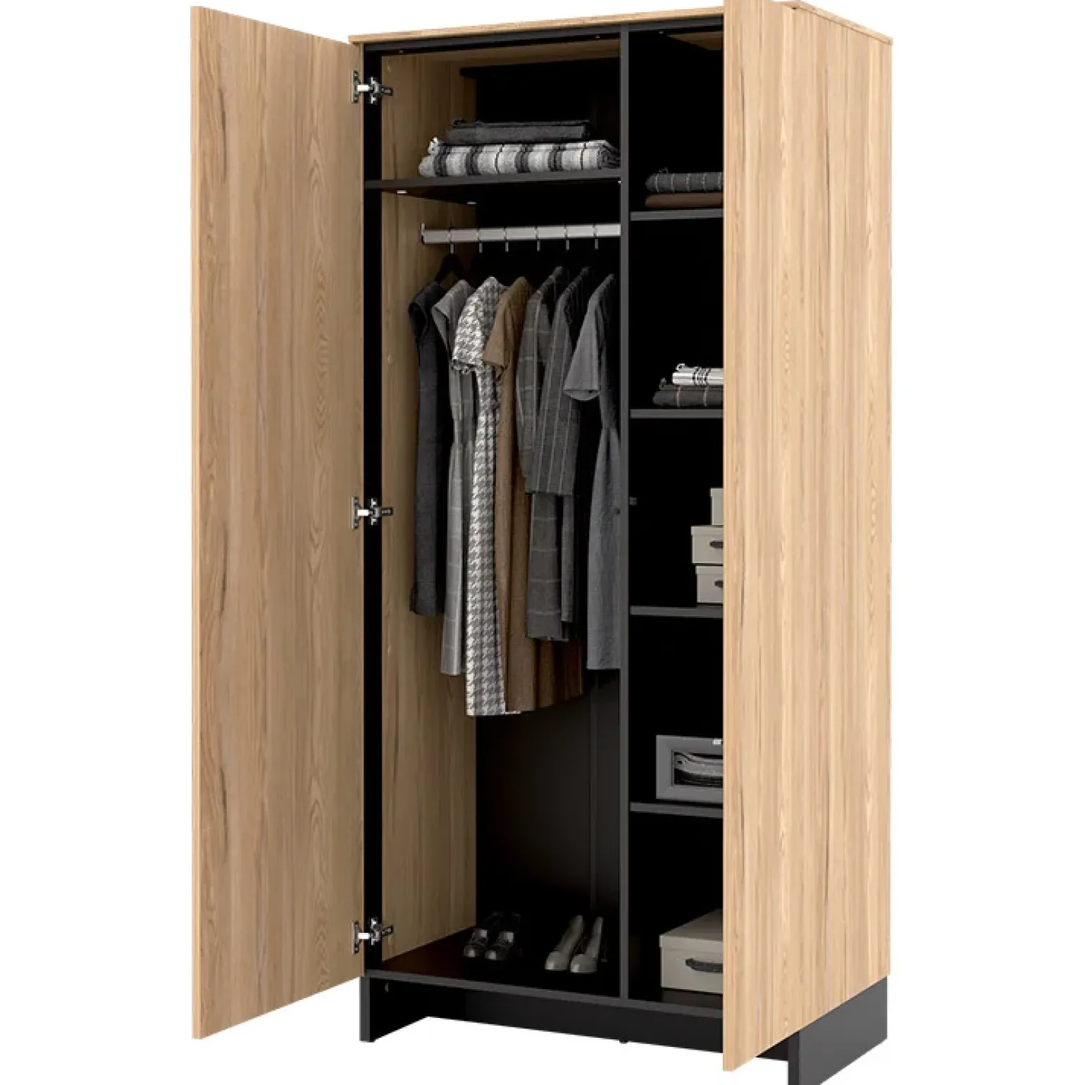 Armadio 92x196h cm 2 ante rovere nero Alabaster