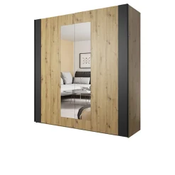 Armadio 200x213h cm 2 ante scorrevoli rovere nero Vulcano
