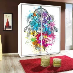 Armadio 155x215h cm 2 ante scorrevoli moderno stampa acchiappasogni Eliot
