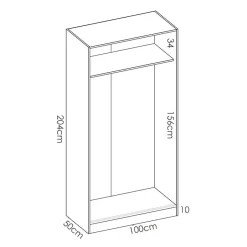 Armadio 100x204h cm 2 ante scorrevoli bianco lucido Royal