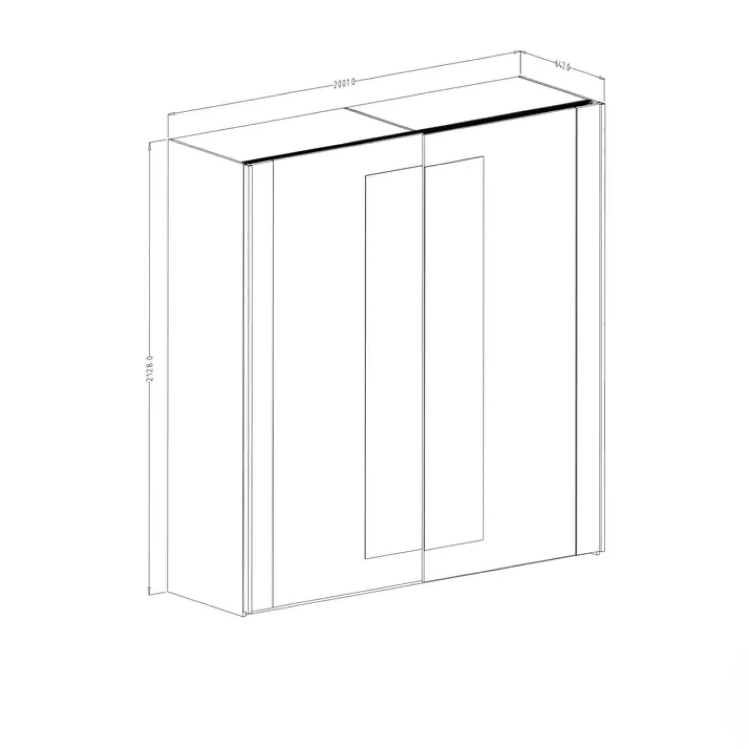 Armadio 200x213h cm 2 ante scorrevoli rovere scuro nero Vulcano