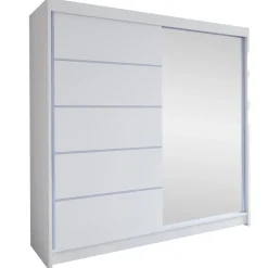 Armadio 180x215h cm 2 ante scorrevoli con specchio laterale bianco opaco Karl