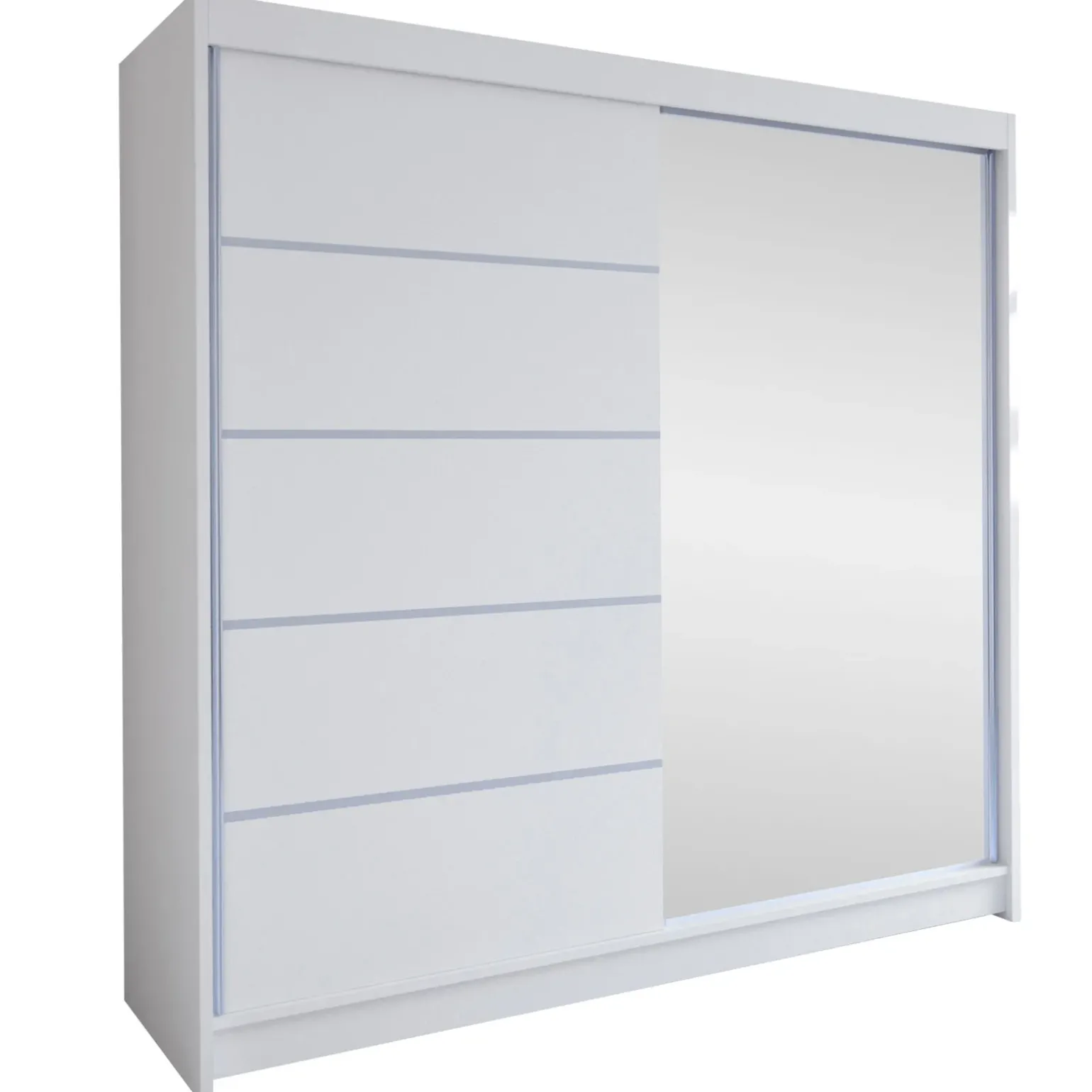 Armadio 180x215h cm 2 ante scorrevoli con specchio laterale bianco opaco Karl