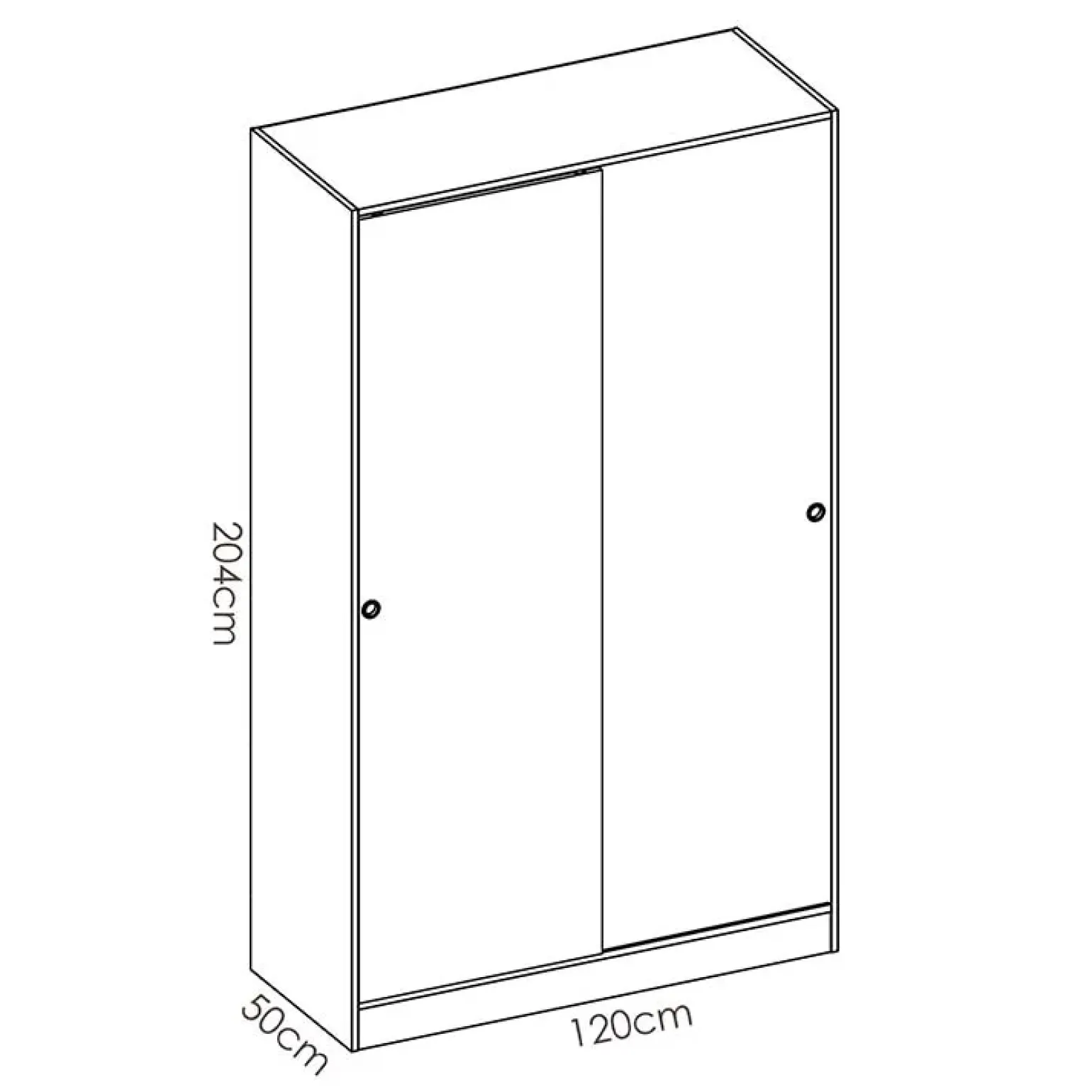 Armadio 120x204h cm 2 ante scorrevoli rovere bianco lucido Royal