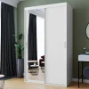 Armadio 120x205h cm 2 ante scorrevoli con specchio bianco Boselia