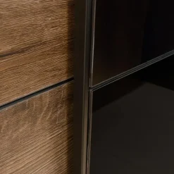 Armadio 200x210h cm 2 ante scorrevoli rovere scuro nero lucido Cortina Gihome®