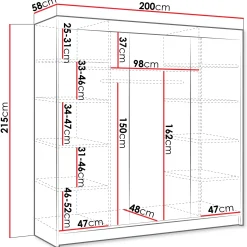 Armadio 200x215h cm 2 ante scorrevoli con specchio rovere sonoma Silven