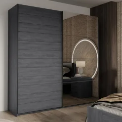 Armadio 200x210h cm 2 ante scorrevoli con specchio ossido Cortina Gihome®