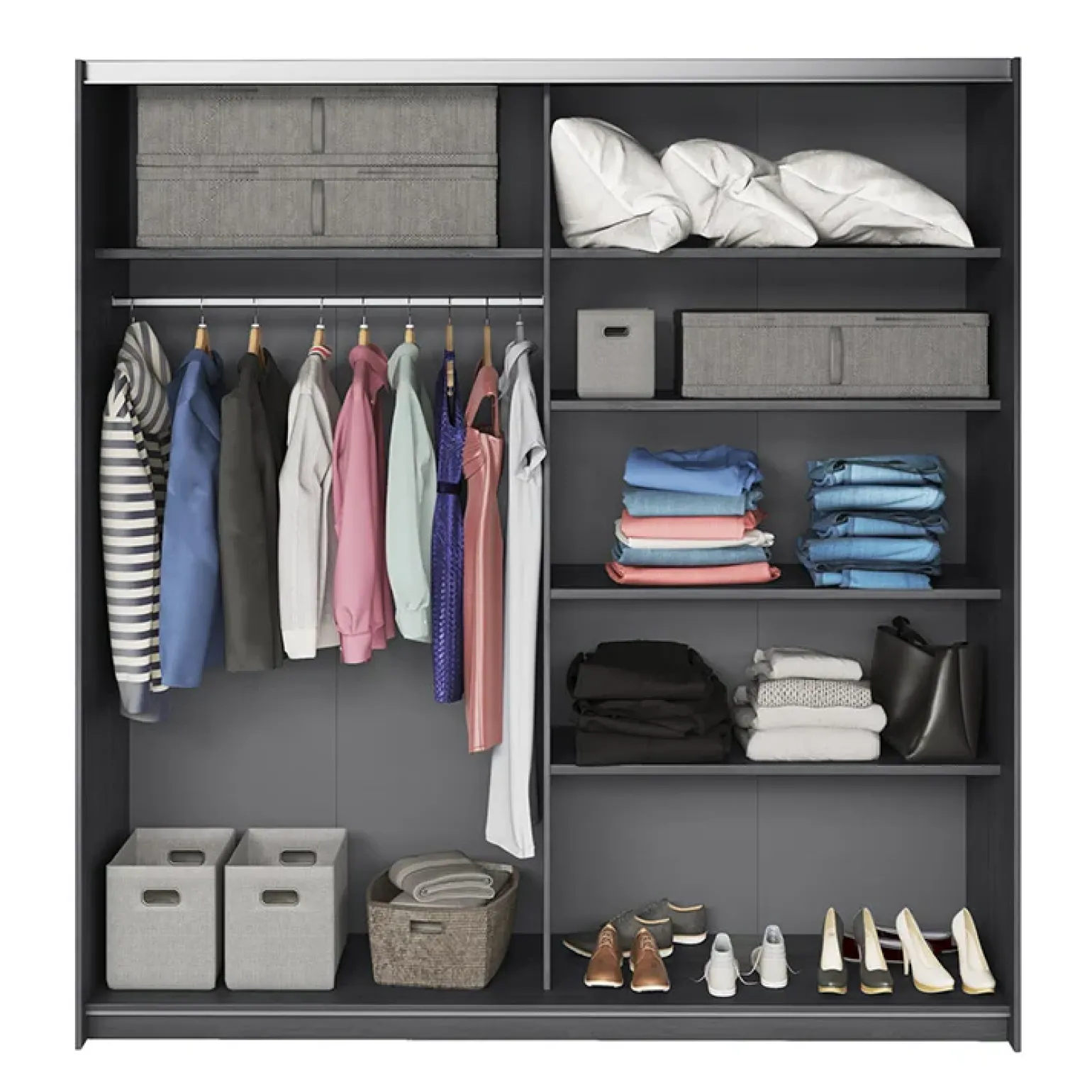 Armadio 200x210h cm 2 ante scorrevoli con specchio ossido Cortina Gihome®