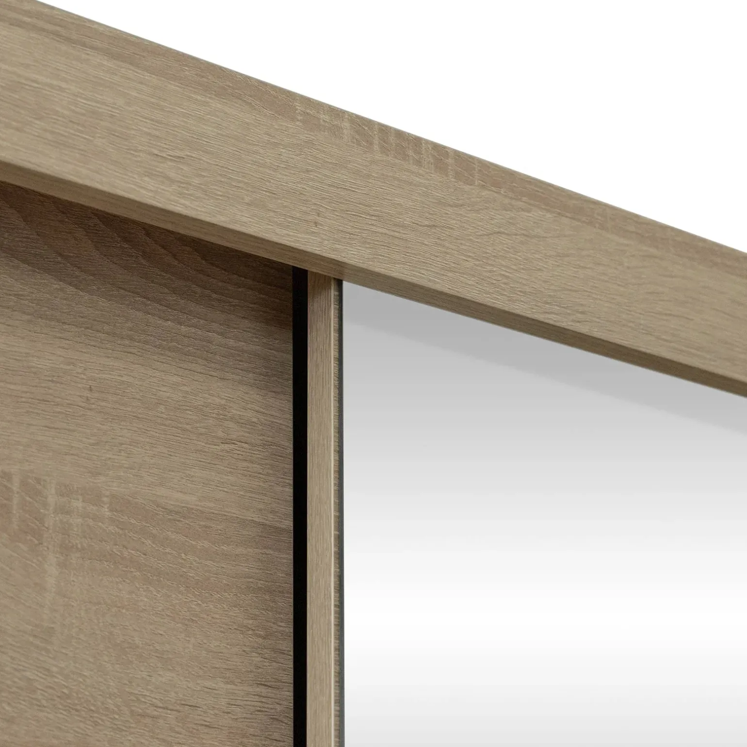 Armadio 200x215h cm 2 ante scorrevoli con specchio rovere sonoma bianco opaco Silven