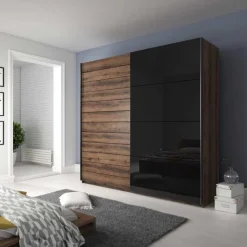 Armadio 270x210h cm 2 ante scorrevoli rovere nero lucido Cortina Gihome®